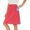 imageTennis Skirt for Women with Pockets Athletic Skort Knee Length Golf High Waist Skirt Drawstring ShortsRed