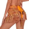 imageWomens Belly Dance Skirt Sequin Skirts Sparkly Rave Skirt Tassel Fringe Festival Outfit Belly Dance Hip Scarf10 Orange