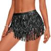 imageWomens Belly Dance Skirt Sequin Skirts Sparkly Rave Skirt Tassel Fringe Festival Outfit Belly Dance Hip Scarf2 Black