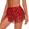 imageWomens Belly Dance Skirt Sequin Skirts Sparkly Rave Skirt Tassel Fringe Festival Outfit Belly Dance Hip Scarf3 Red