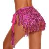 imageWomens Belly Dance Skirt Sequin Skirts Sparkly Rave Skirt Tassel Fringe Festival Outfit Belly Dance Hip Scarf4 Hot Pink