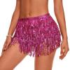 imageWomens Belly Dance Skirt Sequin Skirts Sparkly Rave Skirt Tassel Fringe Festival Outfit Belly Dance Hip Scarf4 Hot Pink