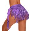 imageWomens Belly Dance Skirt Sequin Skirts Sparkly Rave Skirt Tassel Fringe Festival Outfit Belly Dance Hip Scarf5 Purple