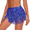 imageWomens Belly Dance Skirt Sequin Skirts Sparkly Rave Skirt Tassel Fringe Festival Outfit Belly Dance Hip Scarf6 Royal Blue