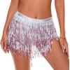 imageWomens Belly Dance Skirt Sequin Skirts Sparkly Rave Skirt Tassel Fringe Festival Outfit Belly Dance Hip Scarf9 Pink White