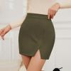 imageWomens Faux Suede Skirt with Slit High Waisted Mini Skirt Side Split ALine Bodycon Short SkirtArm Green