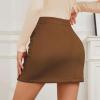 imageWomens Faux Suede Skirt with Slit High Waisted Mini Skirt Side Split ALine Bodycon Short SkirtBrown