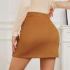imageWomens Faux Suede Skirt with Slit High Waisted Mini Skirt Side Split ALine Bodycon Short SkirtKhaki