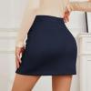 imageWomens Faux Suede Skirt with Slit High Waisted Mini Skirt Side Split ALine Bodycon Short SkirtNavy Blue