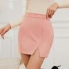 imageWomens Faux Suede Skirt with Slit High Waisted Mini Skirt Side Split ALine Bodycon Short SkirtPink