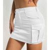 imageWomens Mini Cargo Skirts Y2k Denim Skirt with Pockets Low Waist Button Jean Skirts for WomenA White