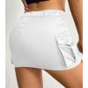 imageWomens Mini Cargo Skirts Y2k Denim Skirt with Pockets Low Waist Button Jean Skirts for WomenA White