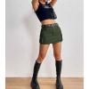 imageWomens Mini Cargo Skirts Y2k Denim Skirt with Pockets Low Waist Button Jean Skirts for WomenArm Green