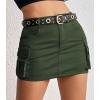 imageWomens Mini Cargo Skirts Y2k Denim Skirt with Pockets Low Waist Button Jean Skirts for WomenArm Green