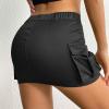 imageWomens Mini Cargo Skirts Y2k Denim Skirt with Pockets Low Waist Button Jean Skirts for WomenBlack
