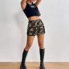 imageWomens Mini Cargo Skirts Y2k Denim Skirt with Pockets Low Waist Button Jean Skirts for WomenCamouflage Color