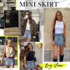 imageWomens Mini Cargo Skirts Y2k Denim Skirt with Pockets Low Waist Button Jean Skirts for WomenDark Blue