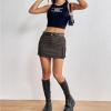 imageWomens Mini Cargo Skirts Y2k Denim Skirt with Pockets Low Waist Button Jean Skirts for WomenGrey