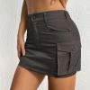 imageWomens Mini Cargo Skirts Y2k Denim Skirt with Pockets Low Waist Button Jean Skirts for WomenGrey