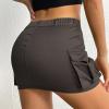 imageWomens Mini Cargo Skirts Y2k Denim Skirt with Pockets Low Waist Button Jean Skirts for WomenGrey
