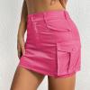 imageWomens Mini Cargo Skirts Y2k Denim Skirt with Pockets Low Waist Button Jean Skirts for WomenHot Pink