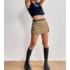 imageWomens Mini Cargo Skirts Y2k Denim Skirt with Pockets Low Waist Button Jean Skirts for WomenKhaki