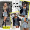 imageWomens Mini Cargo Skirts Y2k Denim Skirt with Pockets Low Waist Button Jean Skirts for WomenLight Blue