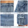 imageWomens Mini Cargo Skirts Y2k Denim Skirt with Pockets Low Waist Button Jean Skirts for WomenLight Blue