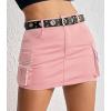 imageWomens Mini Cargo Skirts Y2k Denim Skirt with Pockets Low Waist Button Jean Skirts for WomenPink