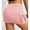 imageWomens Mini Cargo Skirts Y2k Denim Skirt with Pockets Low Waist Button Jean Skirts for WomenPink