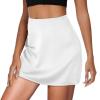 imageAmerican Trends Satin Mini Skirts High Waisted Silky Skirt for Women Trendy Solid Color Short Skirt White Medium
