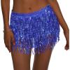 imageBelly Dance Skirt Sequins Tassel Hip Scarf Fringe Skirt Rave Party Dance Performance Costume for Women GirlsBlue
