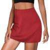imageSatin Mini Skirt High Waisted Silk Skirts for Women Trendy Solid Color Short SkirtRed