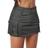 imageWomens Mini Cargo Skirts Y2k Denim Skirt with Pockets Low Waist Button Jean Skirts for WomenGrey
