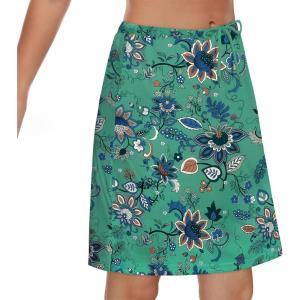 imageTennis Skirt for Women with Pockets Athletic Skort Knee Length Golf High Waist Skirt Drawstring ShortsEthnic Print