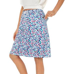 imageTennis Skirt for Women with Pockets Athletic Skort Knee Length Golf High Waist Skirt Drawstring ShortsGraffiti Floral