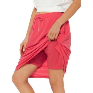 imageTennis Skirt for Women with Pockets Athletic Skort Knee Length Golf High Waist Skirt Drawstring ShortsRed