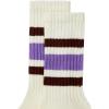 imageAmerican Trends Tube Socks for Women Striped Retro Socks Slouchy Scrunch Socks Vintage Cute Crew Socks3 Pairs  Pink Purple Bluebrown Purple