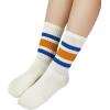 imageAmerican Trends Tube Socks for Women Striped Retro Socks Slouchy Scrunch Socks Vintage Cute Crew SocksBlue Orange