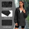 imageAmerican Trends Women Rain Jacket with Hood Lightweight Rain Coats for Women Trench Waterproof Windbreaker With Back PocketsBlack