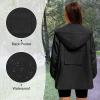 imageAmerican Trends Women Rain Jacket with Hood Lightweight Rain Coats for Women Trench Waterproof Windbreaker With Back PocketsBlack
