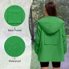 imageAmerican Trends Women Rain Jacket with Hood Lightweight Rain Coats for Women Trench Waterproof Windbreaker With Back PocketsGreen