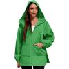 imageAmerican Trends Women Rain Jacket with Hood Lightweight Rain Coats for Women Trench Waterproof Windbreaker With Back PocketsGreen