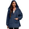 imageAmerican Trends Women Rain Jacket with Hood Lightweight Rain Coats for Women Trench Waterproof Windbreaker With Back PocketsNavy Blue