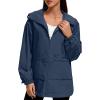 imageAmerican Trends Women Rain Jacket with Hood Lightweight Rain Coats for Women Trench Waterproof Windbreaker With Back PocketsNavy Blue