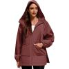 imageAmerican Trends Women Rain Jacket with Hood Lightweight Rain Coats for Women Trench Waterproof Windbreaker With Back PocketsWine Red
