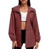 imageAmerican Trends Women Rain Jacket with Hood Lightweight Rain Coats for Women Trench Waterproof Windbreaker With Back PocketsWine Red