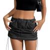 imageCargo Skirts for Women Y2K Mini Skirt Low Waist Side Drawstring Short Skirt with PocketsBlack