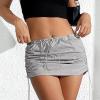 imageCargo Skirts for Women Y2K Mini Skirt Low Waist Side Drawstring Short Skirt with PocketsGray