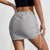 imageCargo Skirts for Women Y2K Mini Skirt Low Waist Side Drawstring Short Skirt with PocketsGray